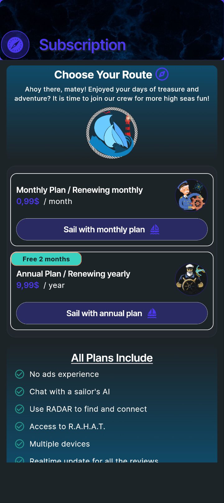 Subscription / Choose Your Route