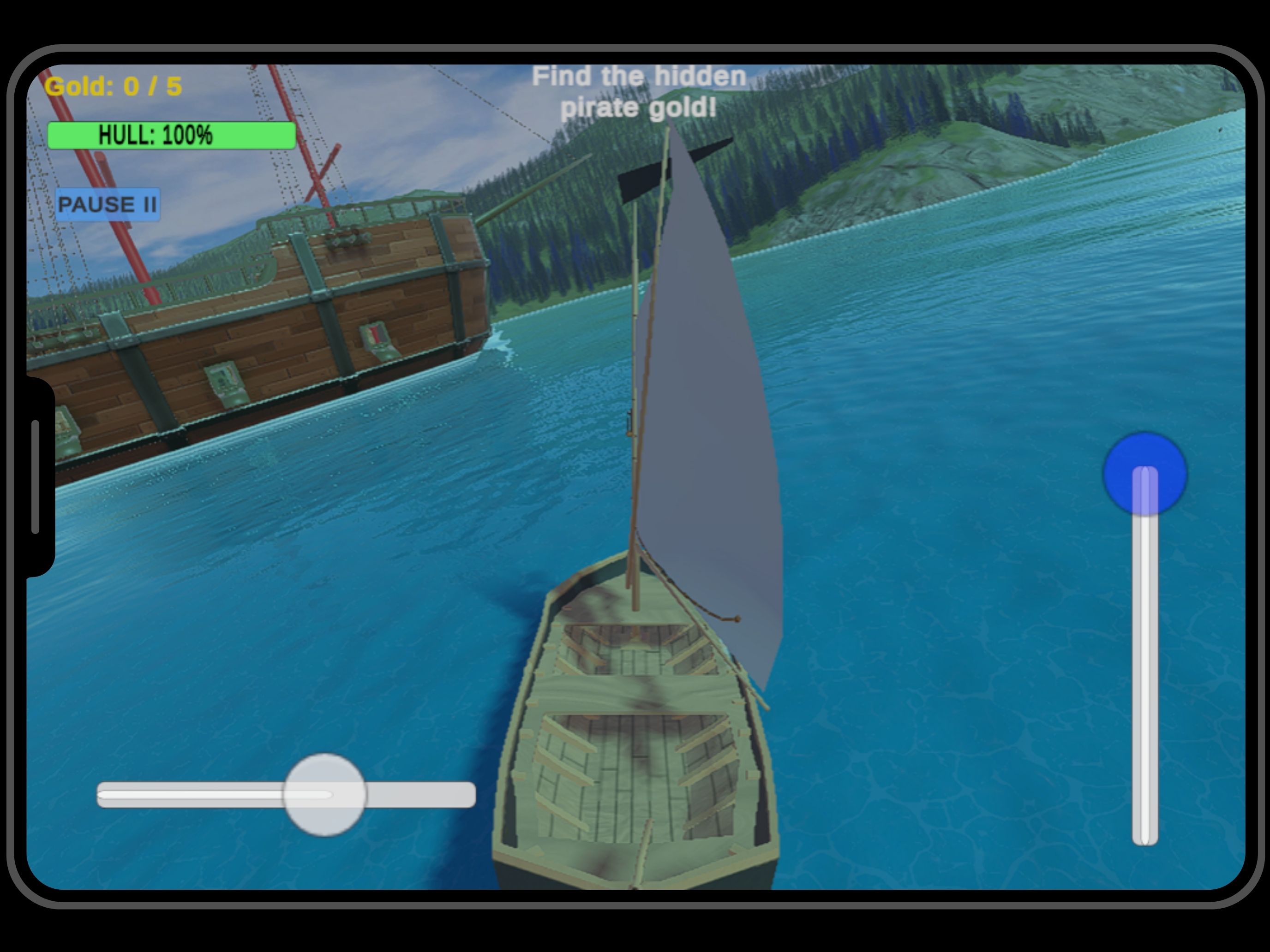 Sailing toward a giant treasure chest in search of hidden gold