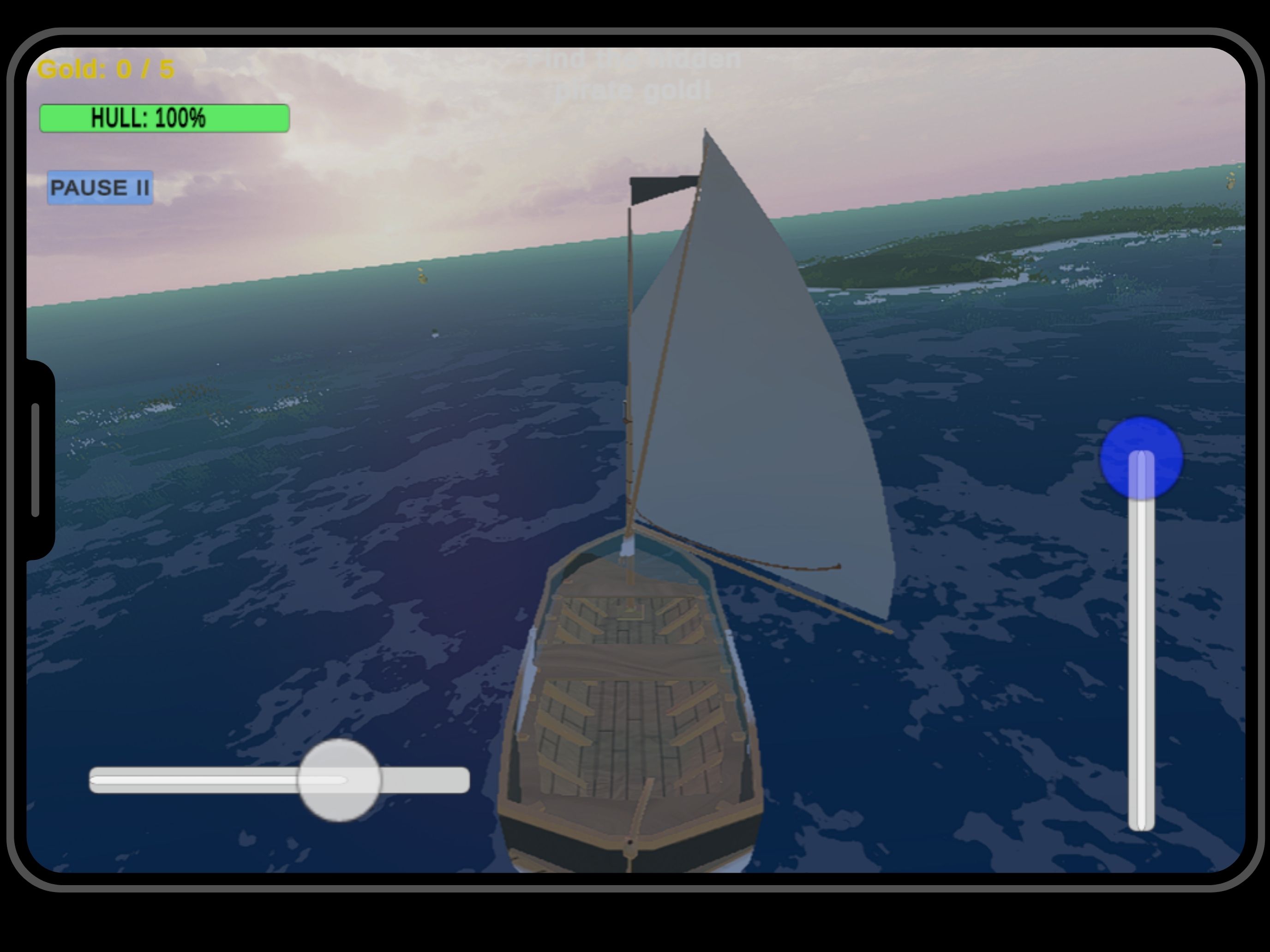 Open-water sailing at dusk under a full sail